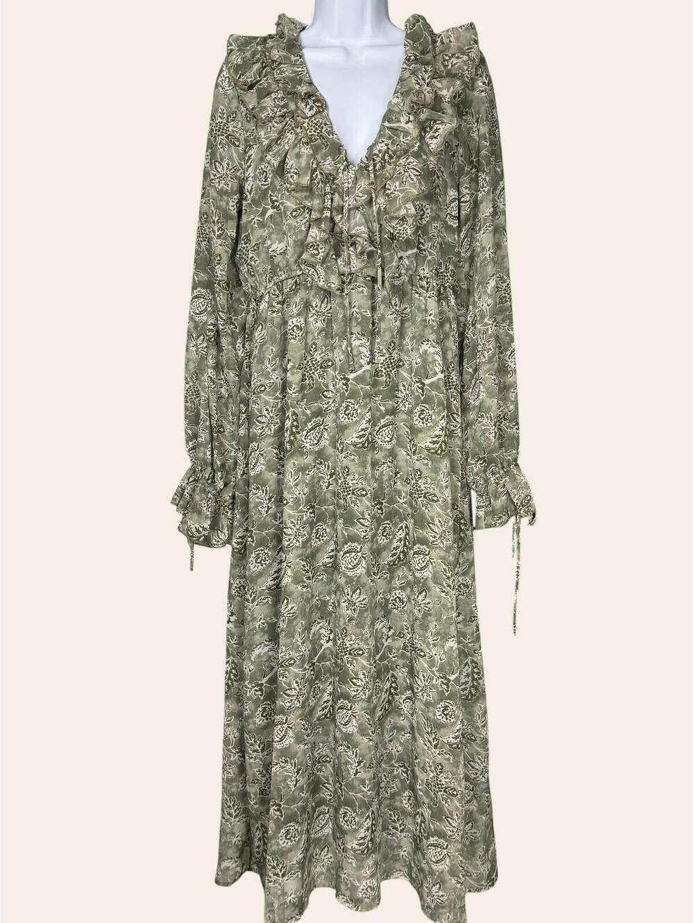 Green V-neck Dress